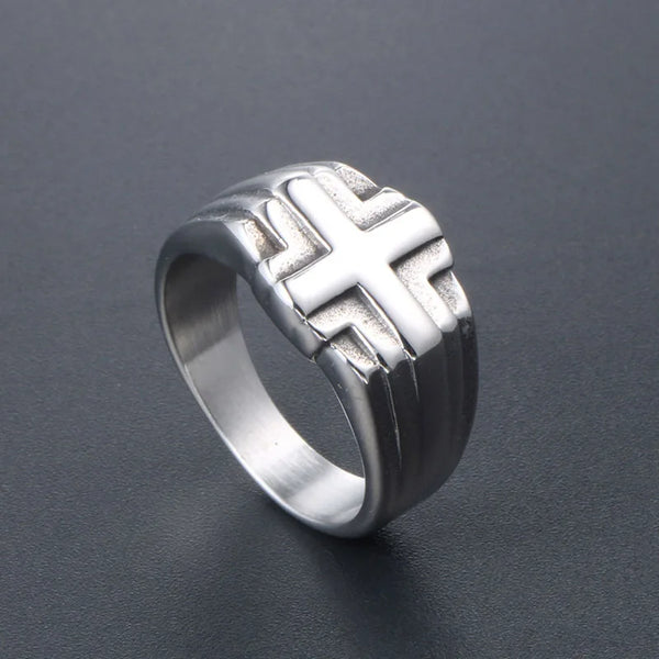 Knights Templar Commandery Ring - 12mm Stainless Steel Cross