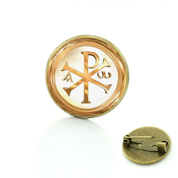 Red Cross Of Constantine Brooch - Zinc Alloy White & Gold