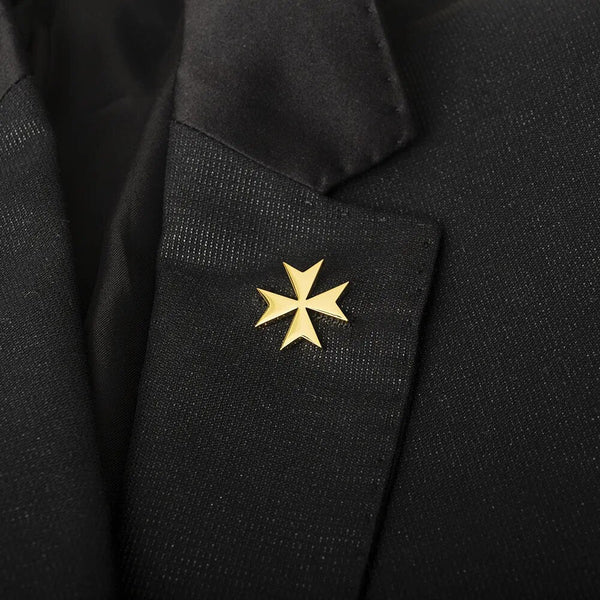 Order Of Malta Commandery Brooch - Gold Color With Wood Box