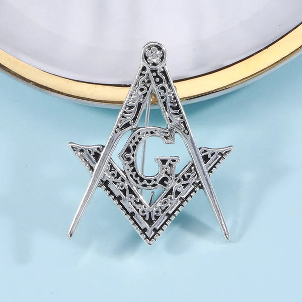 Master Mason Blue Lodge Lapel Pin - Square & Compass G Silver And Black