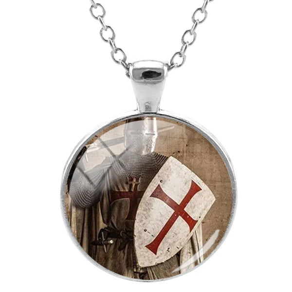 Knights Templar Commandery Necklace - Zinc Alloy Round Glass Cabochon