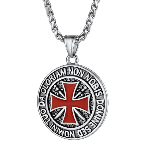 Knights Templar Commandery Necklace - Stainless Steel Round Pendant