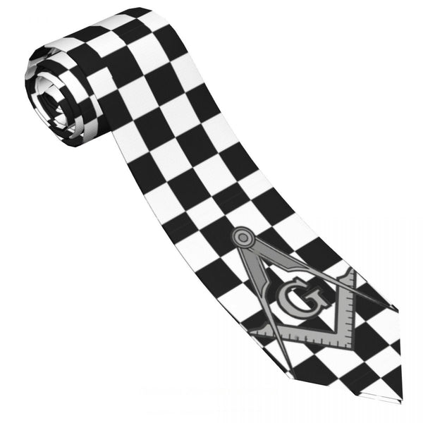 Master Mason Blue Lodge Necktie - White & Black