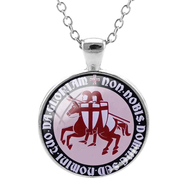 Knights Templar Commandery Necklace - Round Glass Cabochon Pendant