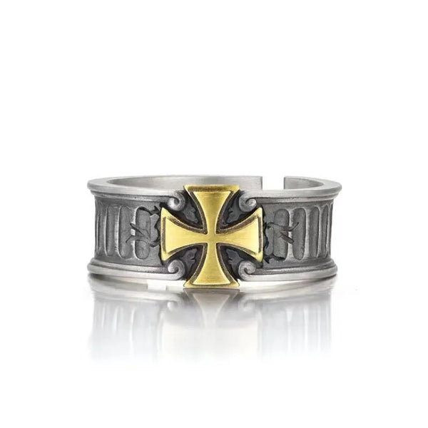 Knights Templar Commandery Ring - Silver with Gold Cross