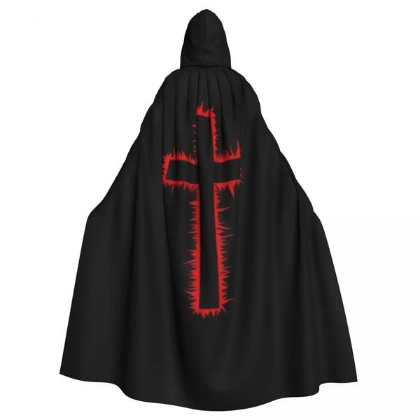Knights Templar Commandery Mantle - Black Polyester With Res Cross