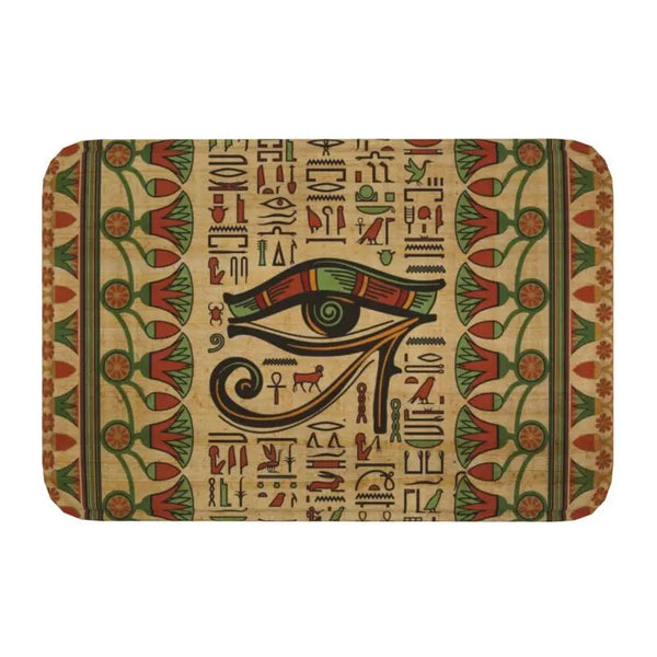 Ancient Egypt Mat - Eye Of Horus With Egyptian Hieroglyphs Polyester