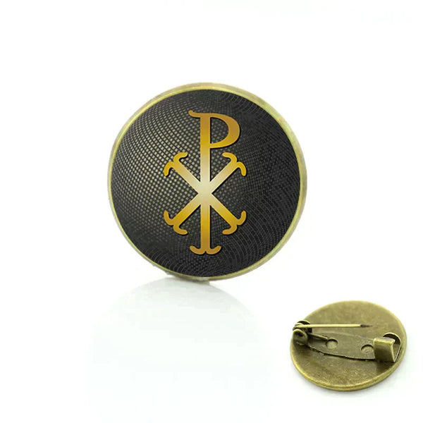 Red Cross Of Constantine Brooch - Zinc Alloy Black & Gold