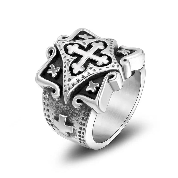 Knights Templar Commandery Ring - Jesuralem Cross Stainless Steel