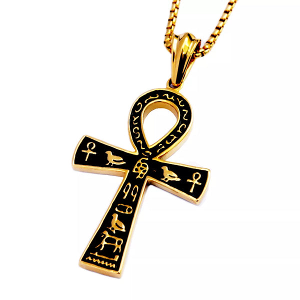 Ancient Egypt Pendant - Stainless Steel Black Ankh Cross