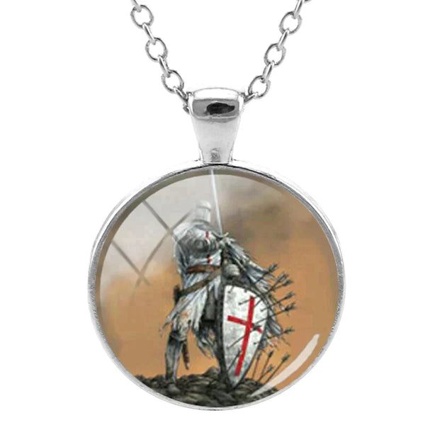 Knights Templar Commandery Necklace - Zinc Alloy & Glass Cabochon