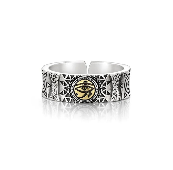 Ancient Egypt Ring - Gold Eye of Horus Adjustable Opening