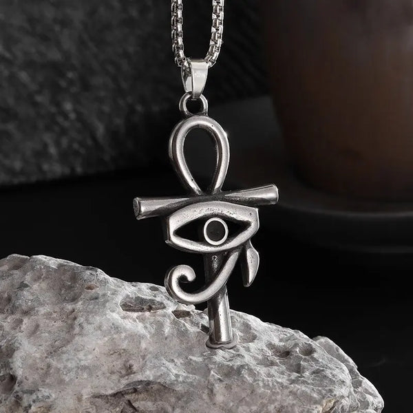 Ancient Egypt Pendant - Stainless Steel Ankh Cross & Eye Of Horus