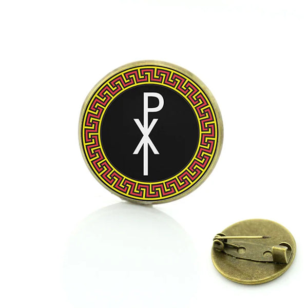 Red Cross Of Constantine Brooch - Zinc Alloy Black & Yellow