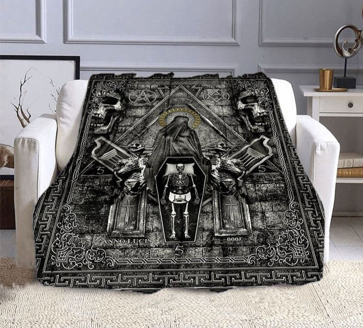 Master Mason Blue Lodge Blanket - Square and Compass G Flannel - Bricks Masons