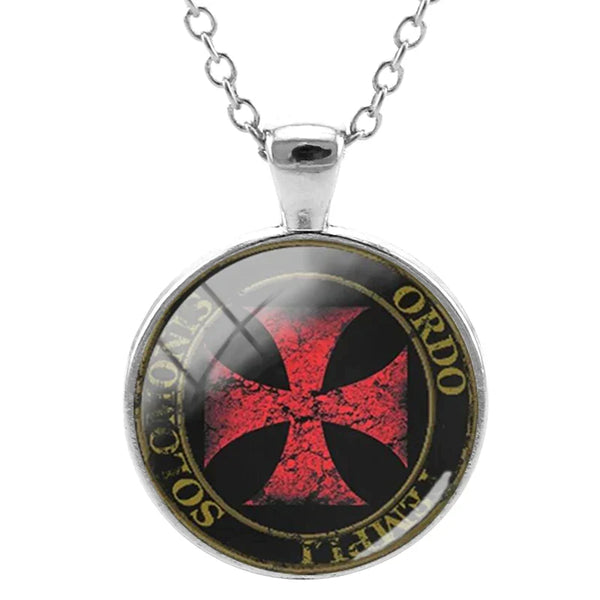 Knights Templar Commandery Necklace - Ordo Templi Solomonis Glass Cabochon Pendant