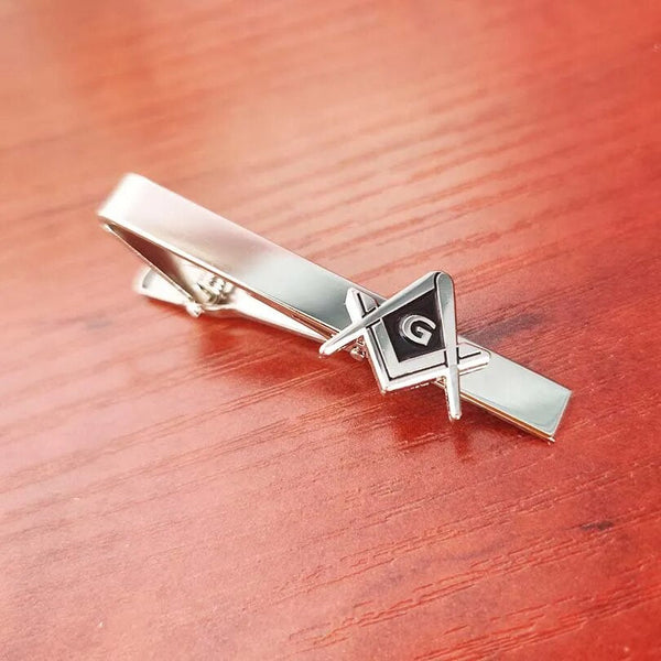 Master Mason Blue Lodge Tie Clip - Square and Compass with G Metal Clasp