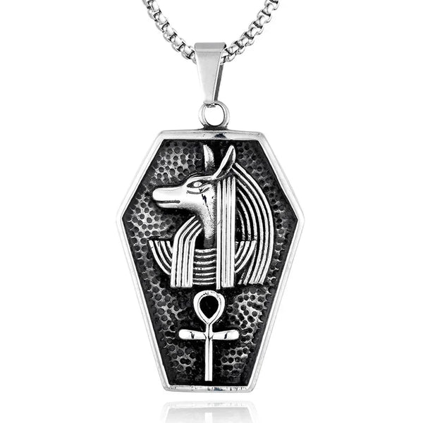 Ancient Egypt Necklace - Stainless Steel Anubis & Ankh Cross