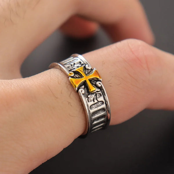 Knights Templar Commandery Ring - Zinc Alloy Knight Gold Cross