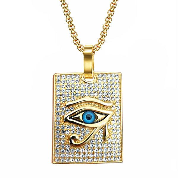 Ancient Egypt Necklace - Gold Plated Stainless Steel With Rhinestones