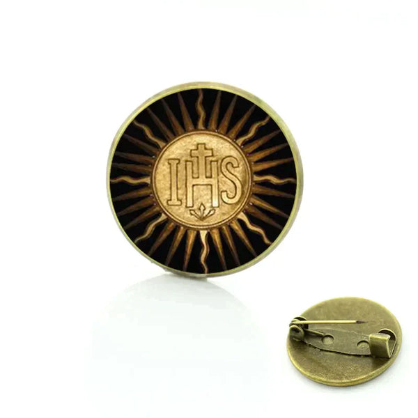 Red Cross Of Constantine Brooch - Zinc Alloy Black & Gold