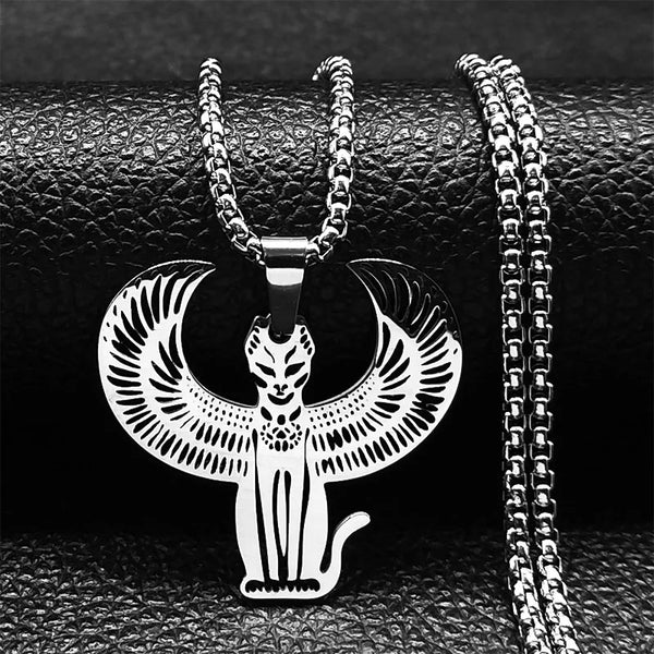 Ancient Egypt Necklace - Stainless Steel Egyptian Bastet Goddess