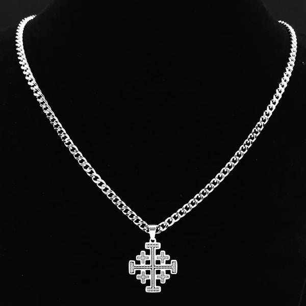 Knights Templar Commandery Necklace - Silver Plated Stainless Steel Cross Pendant