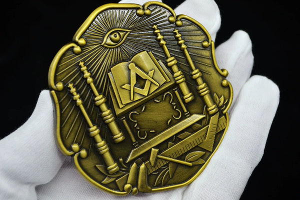 Master Mason Blue Lodge Car Emblem - Bronze Square & Compass Lodge - Bricks Masons