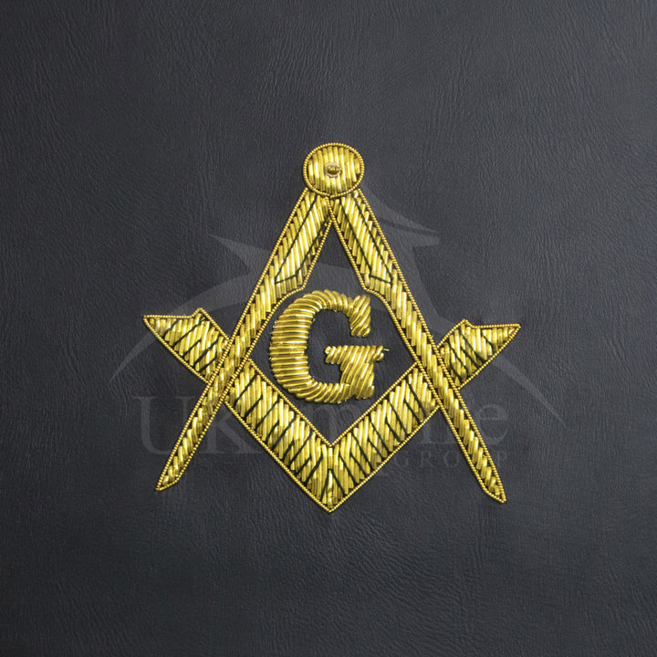 Masonic Master Mason Apron Case Black Leather Single Handle – Gold Hand Emb