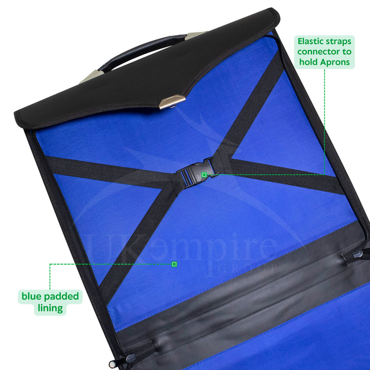 Masonic Master Mason Apron Case Black Leather Single Handle – Silver Hand Emb