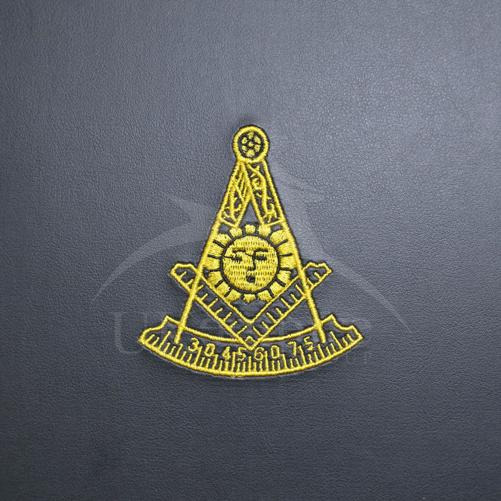 Masonic Apron Past Master Case Black Leather Single Handle – Gold Embroidery