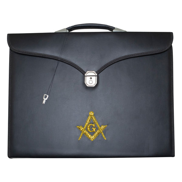 Masonic Master Mason Apron & Collar Case Single Handle – Gold Hand Emb