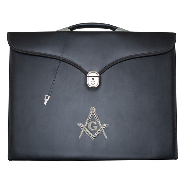Masonic Master Mason Apron & Collar Case Single Handle – Silver Hand Emb