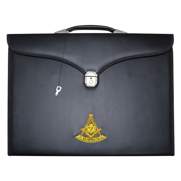 Masonic Past Master Apron & Collar Case Single Handle – Gold Hand Emb