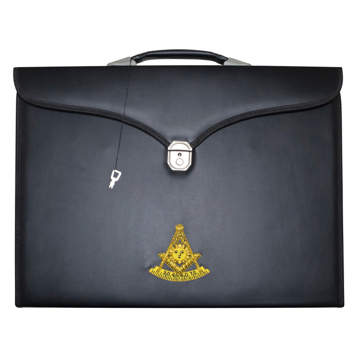 Masonic Past Master Apron & Collar Case Single Handle – Gold Hand Emb