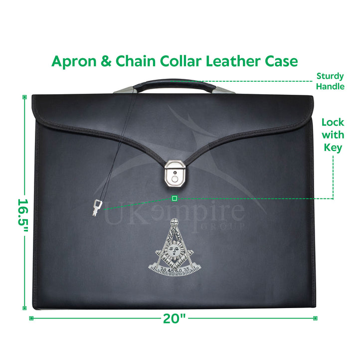 Masonic Past Master Apron & Collar Case Single Handle – Silver Hand Emb