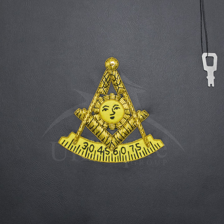 Masonic Past Master Apron Case Black Leather Double Handle – Gold Hand Emb