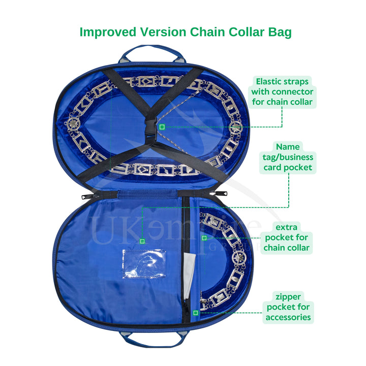 Masonic Chain Collar Case Blue Imitation Leather – (Improved Design) 1