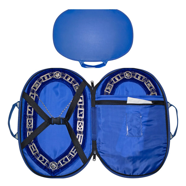 Masonic Chain Collar Case Blue Imitation Leather – (Improved Design)