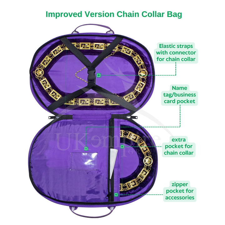 Masonic Chain Collar Case Purple Imitation Leather – (Improved Design) 1