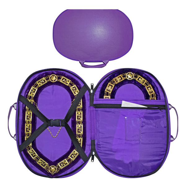 Masonic Chain Collar Case Purple Imitation Leather – (Improved Design)
