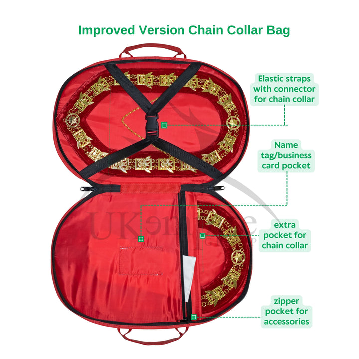 Masonic Chain Collar Case Red Imitation Leather – (Improved Design) 2