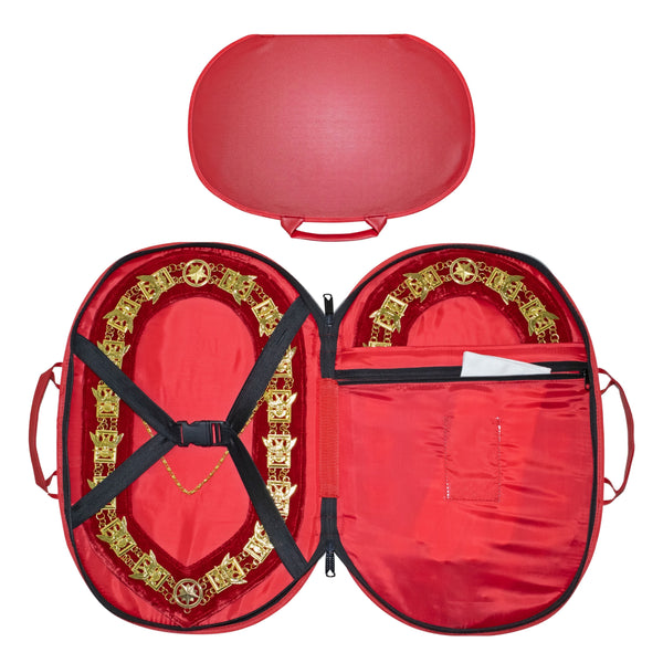 Masonic Chain Collar Case Red Imitation Leather – (Improved Design)
