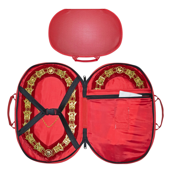Masonic Chain Collar Case Red Imitation Leather – (Improved Design)