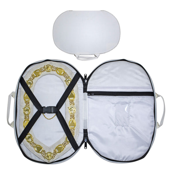 Masonic Chain Collar Case White Imitation Leather – (Improved Design)