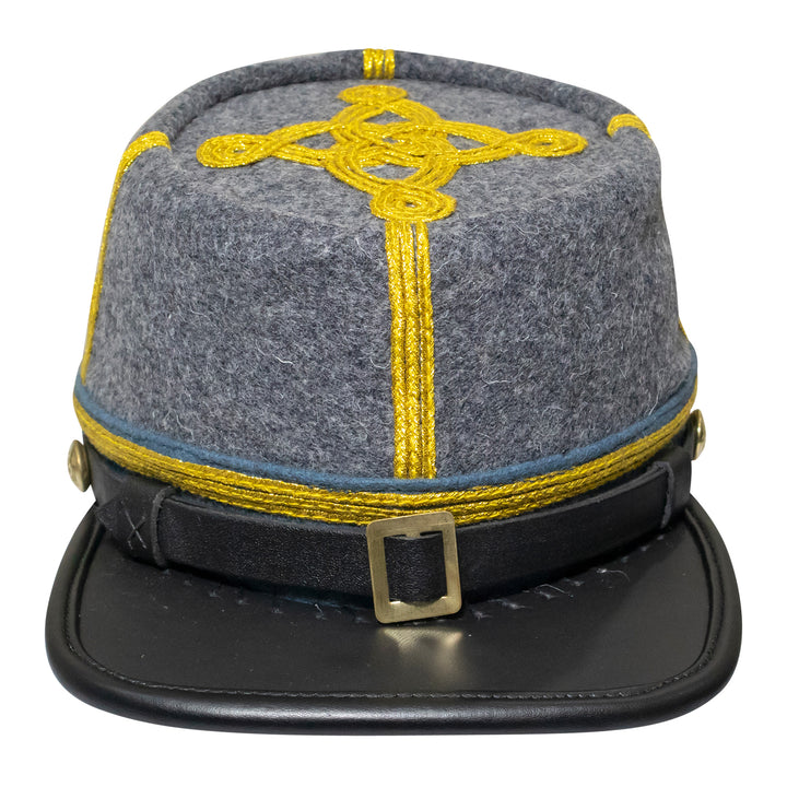 American Civil War Officer Major/Colonel Kepi (CSA) Blue Band – Confederate Grey Wool Hat/Cap