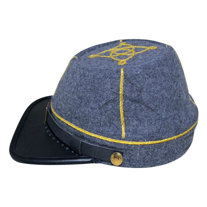 American Civil War Officer 1st Lieutenant Kepi (CSA) – 100% Confederate Grey Wool Cloth Hat/Cap