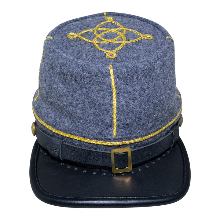 American Civil War Officer 1st Lieutenant Kepi (CSA) – 100% Confederate Grey Wool Cloth Hat/Cap