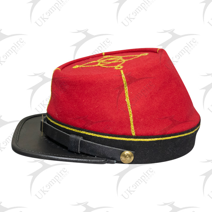 American Civil War Officer 1st Lieutenant Kepi (CSA) Black Band – Artillery Red Wool Hat/Cap