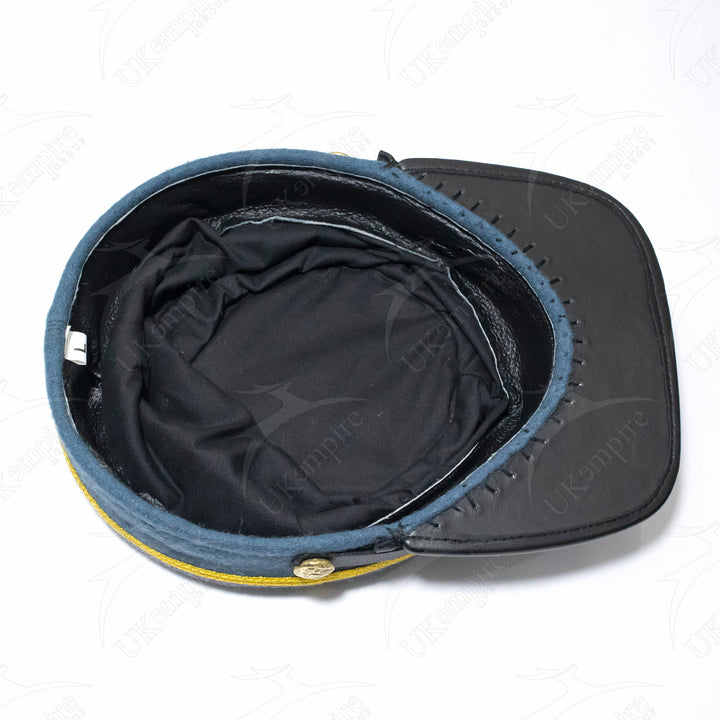 American Civil War Officer Captain Kepi (CSA) Blue Band – Confederate Grey Wool Hat/Cap